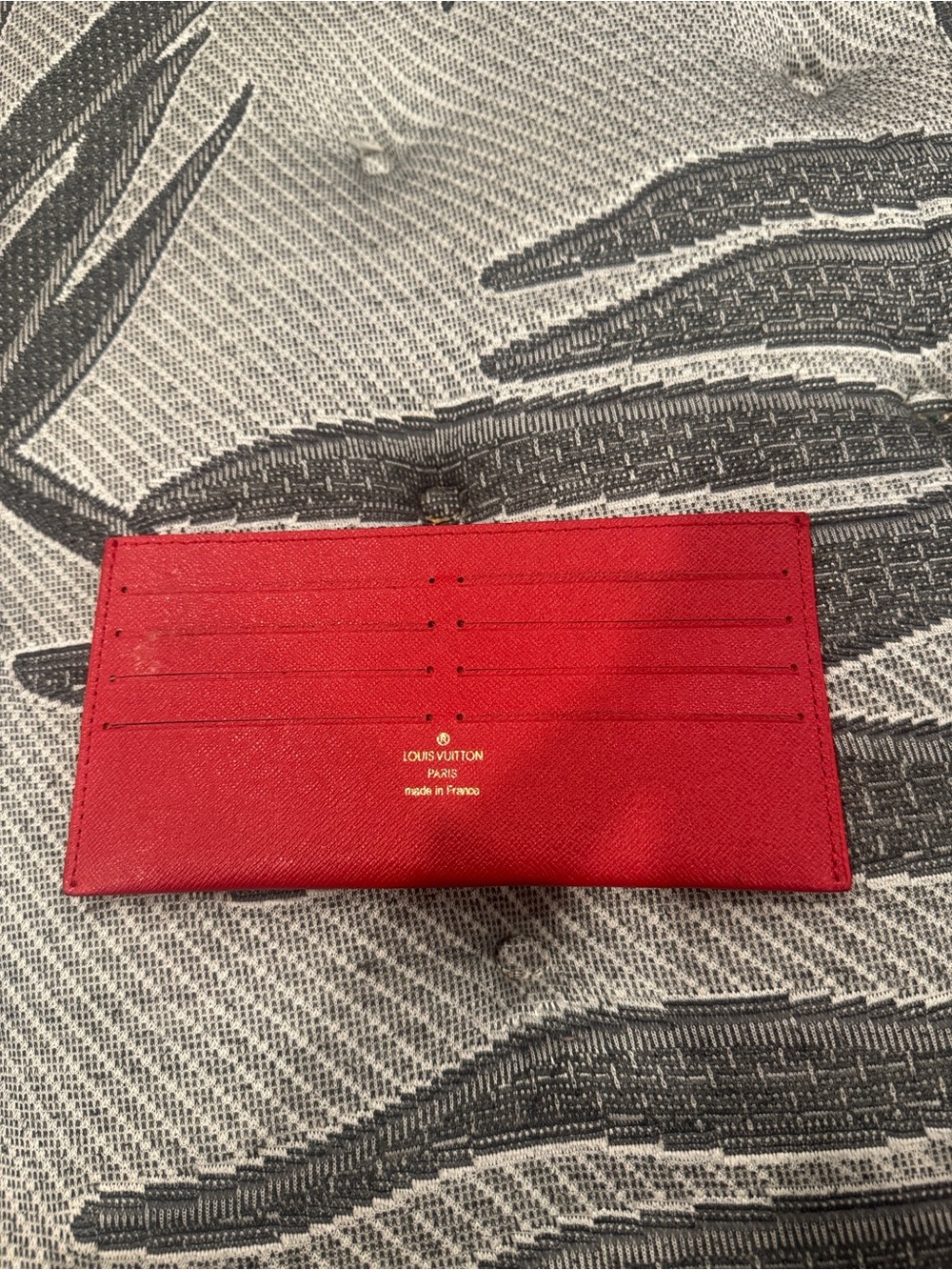 Lv Red Leather Card Holder